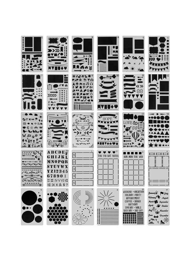 CH HAICHENG 20 PCS Journal Stencil Plastic Planner Set for Journal/Notebook/Diary/Scrapbook DIY Drawing Template Journal Stencils 4x7 Inch - Image 1